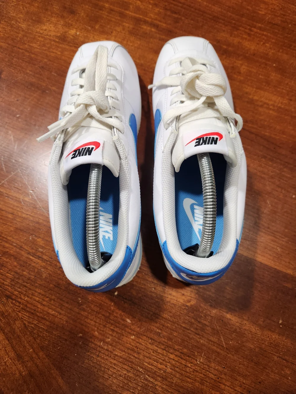 Nike Women's Classic Cortez Leather Sneakers - White/Blue Size 10 or 8.5 Men